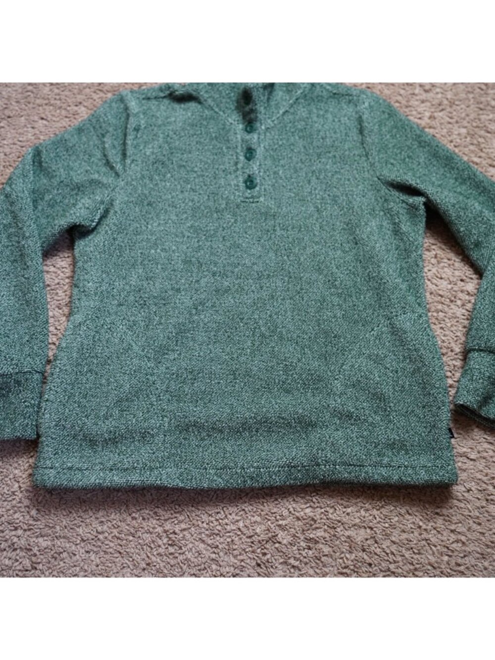 Eddie Bauer Fleece Sweatshirt Womens S Green Long Sleeve 1/4 Button Pullover Coz - Picture 7 of 9